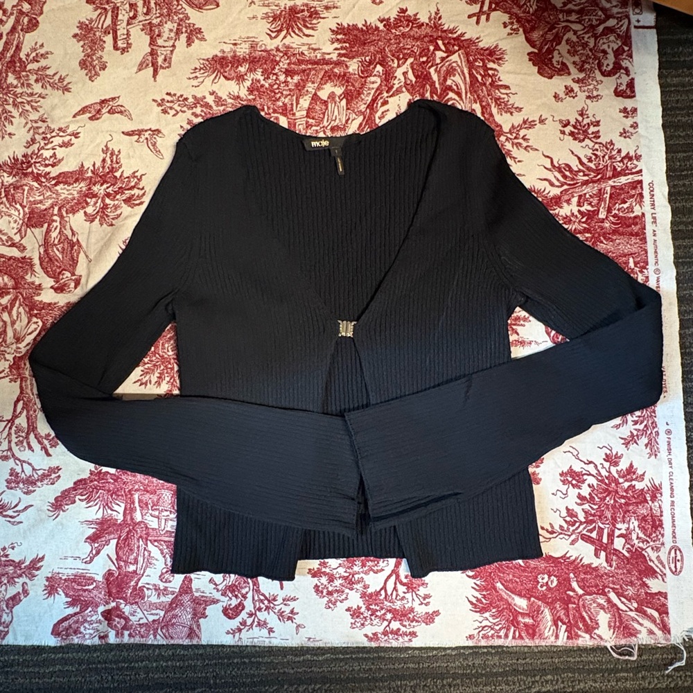 Maje black logo clasp cardigan